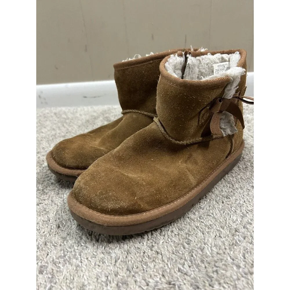 Koolaburra UGG Womens Chestnut Suede Short Boots 1019372 Size 4 Faux Fur Lined‎